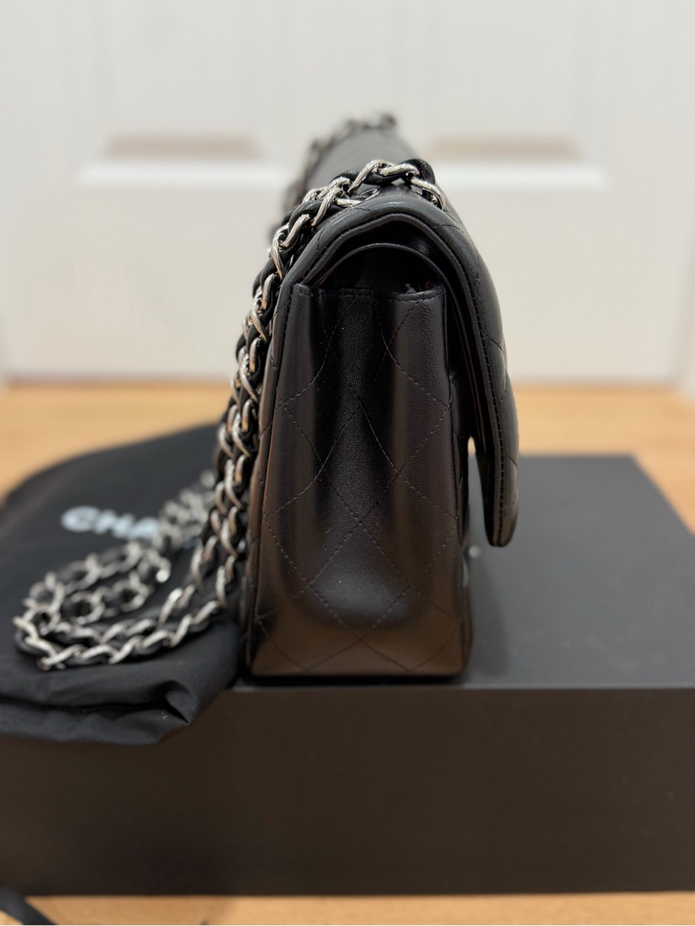 Chanel Lambskin Quilted Maxi Double Flap with Silver Hardware - Picture 4 of 12